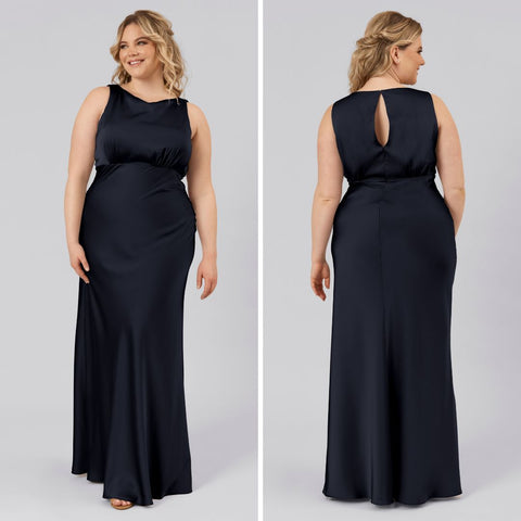 A Black Plus Size Evening Gown with sleeves. We can recreate this style for  you in any c… | Plus size dresses, Evening dresses plus size, Plus size  cocktail dresses